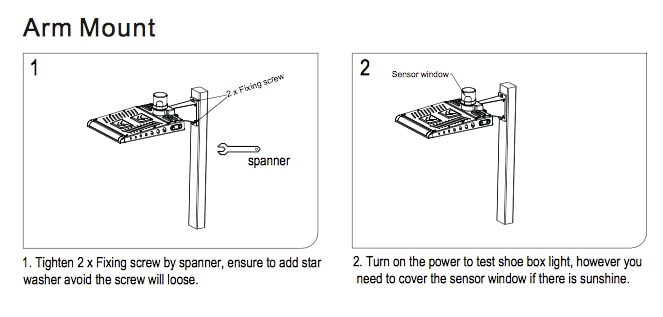 LED Global Supply Shoebox LED Install Arm Mount